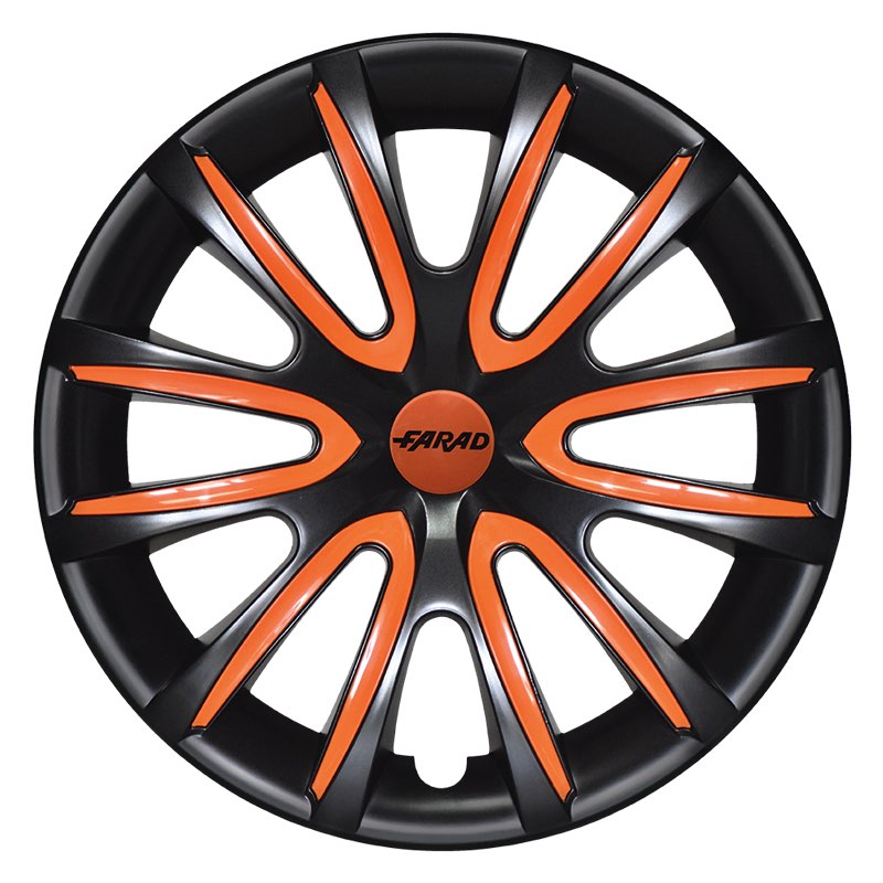 Set 4 Copricerchi Farad bicolor 240 Black + Inserti e Logo - Vari Colori