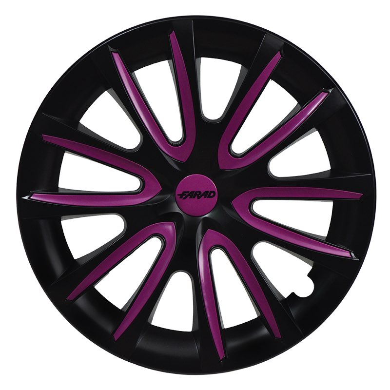 Set 4 Copricerchi Farad bicolor 240 Black + Inserti e Logo - Vari Colori
