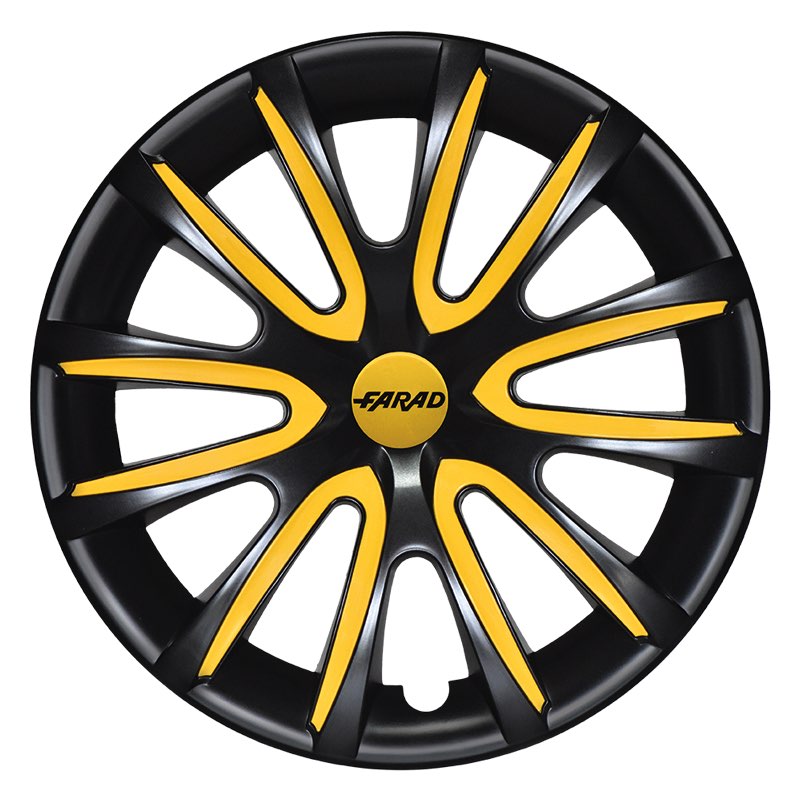 Set 4 Copricerchi Farad bicolor 240 Black Matte + Inserti e Logo - Vari Colori