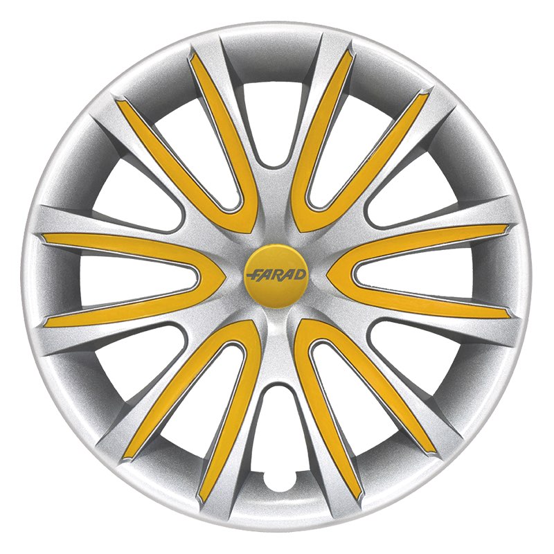 Set 4 Copricerchi Farad bicolor 240 Grey + Inserti e Logo - Vari Colori