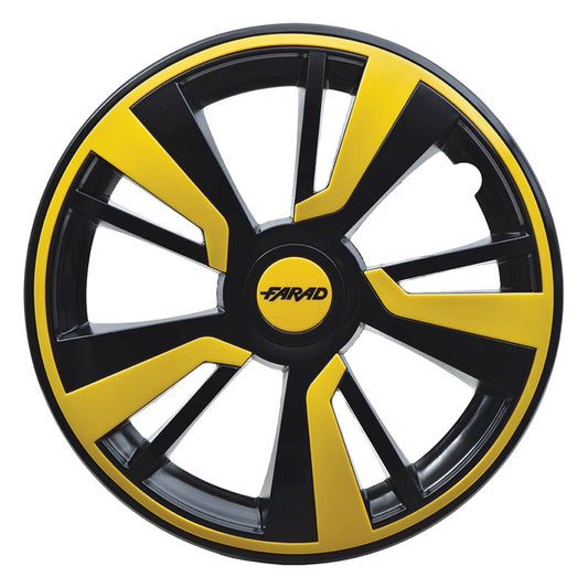 Set 4 Copricerchi Farad bicolor 243 Black + Inserti e Logo - Vari Colori