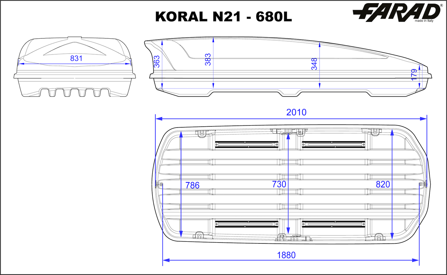 Box Da Tetto Farad Koral Nero Lucido 630L 1-94231 N/21
