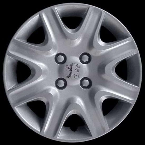 Kit di 4 copricerchi adattabili - per PEUGEOT 207 - diametro 15" - con logo cromato