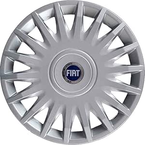 Kit di 4 copricerchi adattabili - per FIAT STILO JTD modello 2004 (LOGO BLU) - diametro 15"