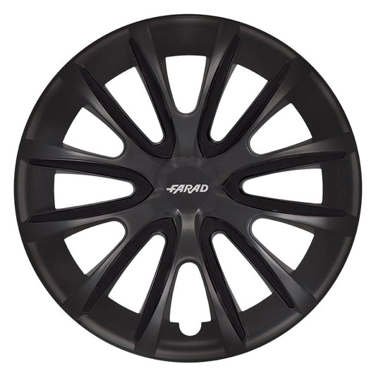 Set 4 Copricerchi Farad bicolor 240 Black + Inserti e Logo - Vari Colori