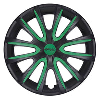 Set 4 Copricerchi Farad bicolor 240 Black Matte + Inserti e Logo - Vari Colori