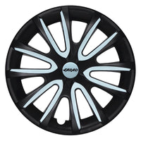 Set 4 Copricerchi Farad bicolor 240 Black Matte + Inserti e Logo - Vari Colori
