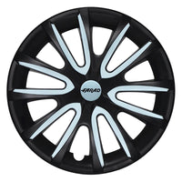 Set 4 Copricerchi Farad bicolor 240 Black + Inserti e Logo - Vari Colori