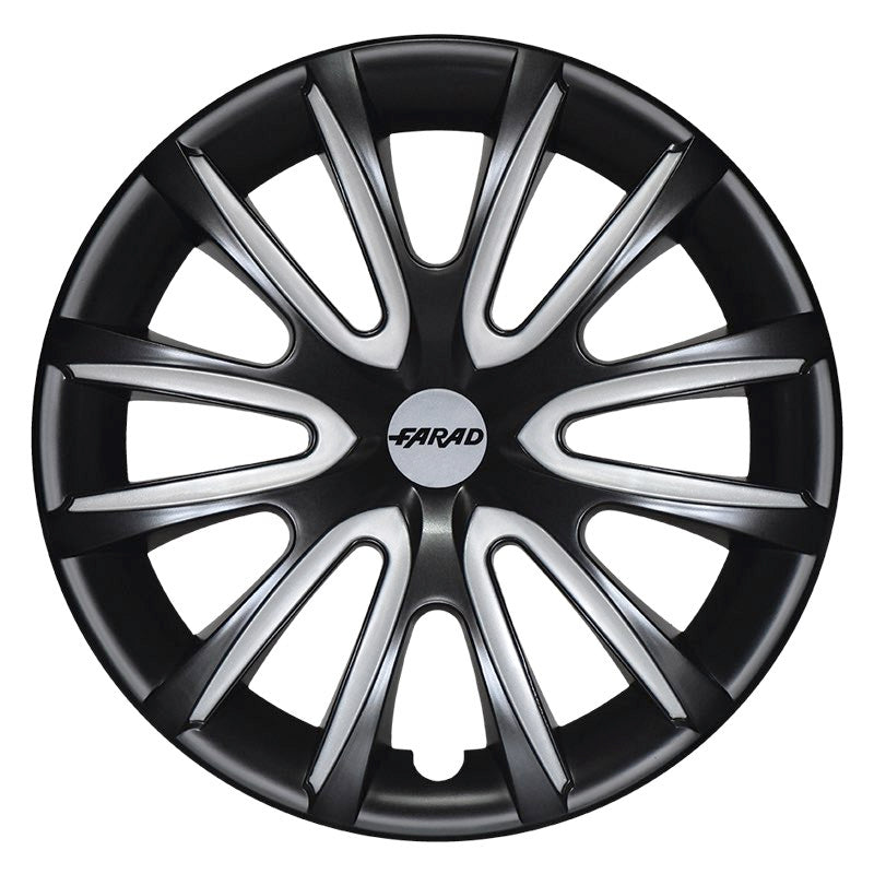 Set 4 Copricerchi Farad bicolor 240 Black + Inserti e Logo - Vari Colori