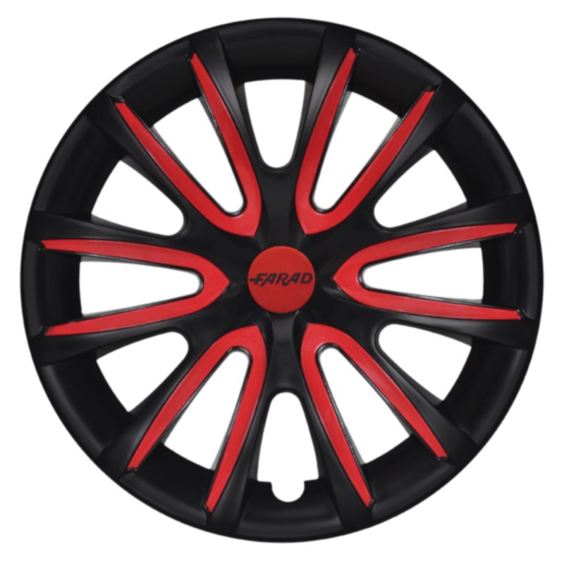Set 4 Copricerchi Farad bicolor 240 Black Matte + Inserti e Logo - Vari Colori