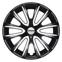 Set 4 Copricerchi Farad bicolor 240 Black Matte + Inserti e Logo - Vari Colori