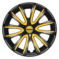 Set 4 Copricerchi Farad bicolor 240 Black Matte + Inserti e Logo - Vari Colori