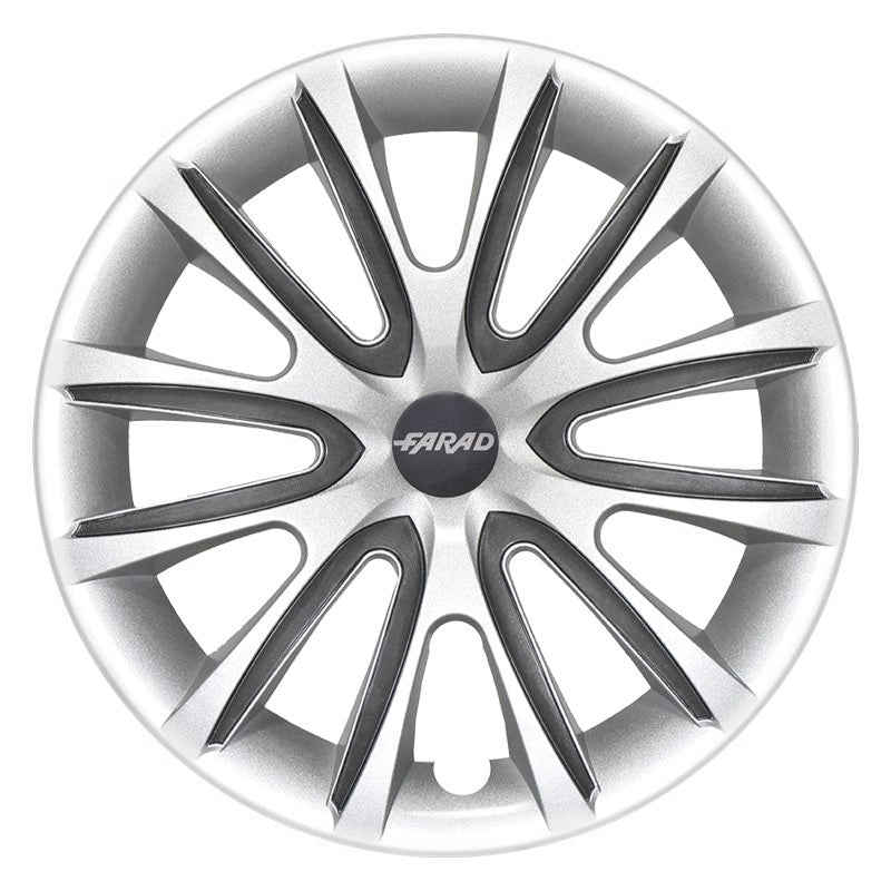 Set 4 Copricerchi Farad bicolor 240 Grey + Inserti e Logo - Vari Colori