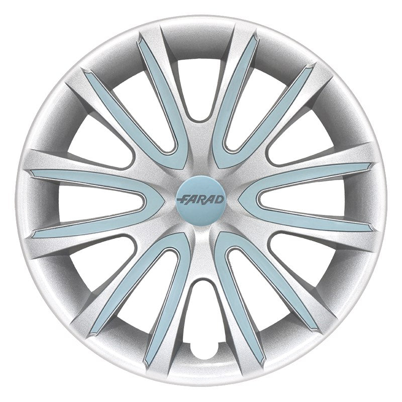 Set 4 Copricerchi Farad bicolor 240 Grey + Inserti e Logo - Vari Colori
