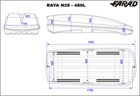 Box Da Tetto Farad Raya Grigio Metallizzato 480L 1-94931 N/25