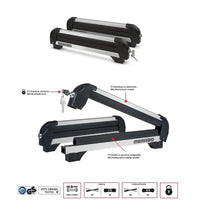 Barre Portatutto Farad Aerodynamic Black 120cm  + Portasci ICEBERG per 4 paia di sci o 2 snowboard per Cadillac Srx dal 2005-2009 (5 porte) con Corrimano Alto