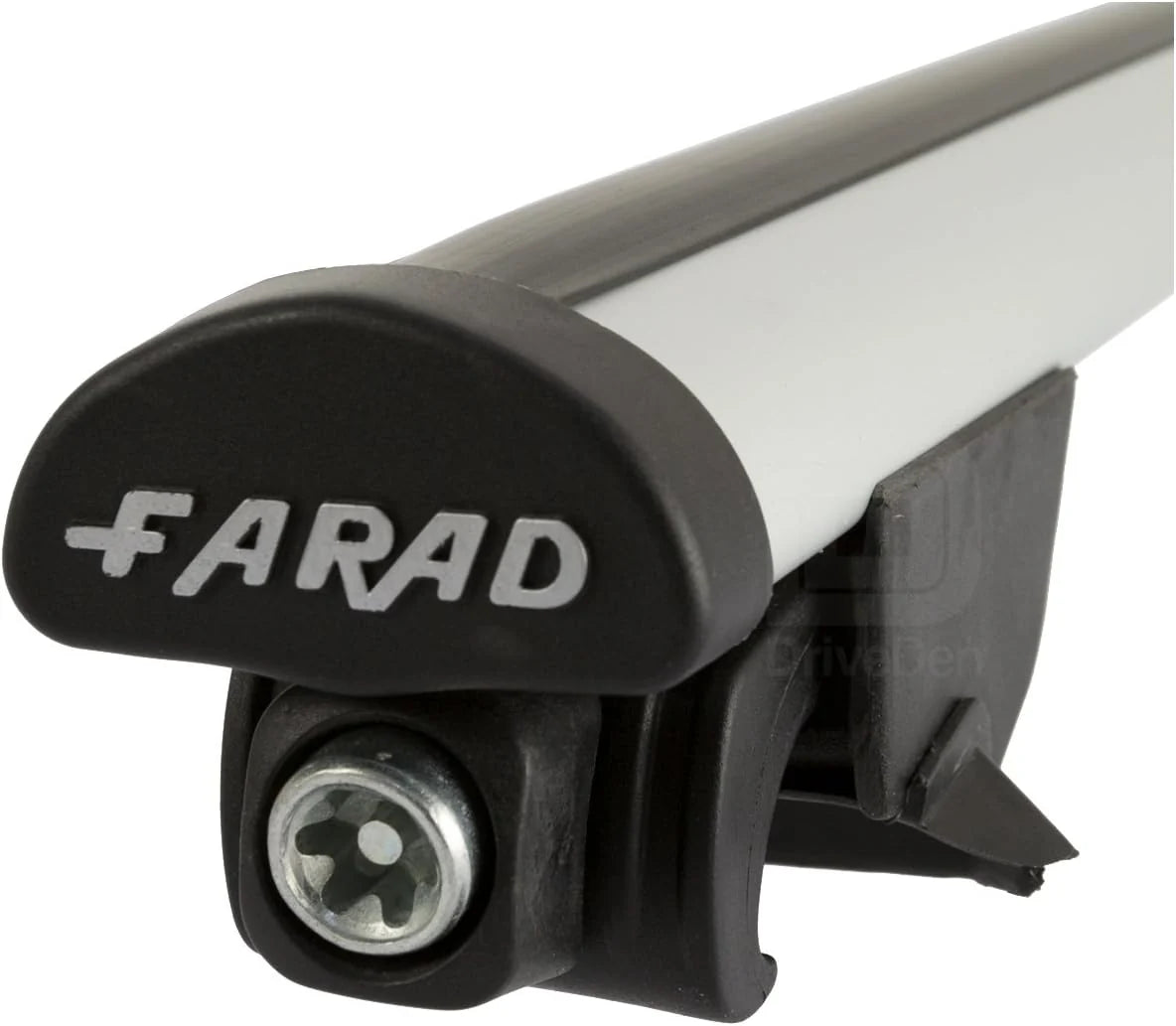 Barre Portatutto Farad BEAMAR 120cm + Portasci YELO BLACK per 6 paia di sci o 4 snowboard per Audi Q5 dal 2017> (5 porte) con Corrimano Basso