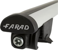 Barre Portatutto Farad BEAMAR 120cm + Portasci YELO BLACK per 6 paia di sci o 4 snowboard per Audi Q5 dal 2017> (5 porte) con Corrimano Basso