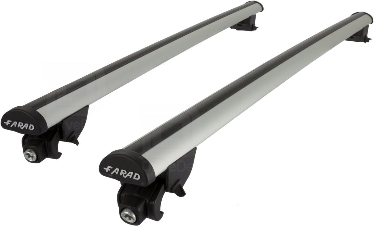 Barre Portatutto Farad Sime 130cm + Portasci YELO BLACK per 6 paia di sci o 4 snowboard per Bmw X3 - E83 dal 2004-2010 (5 porte) con Corrimano Alto